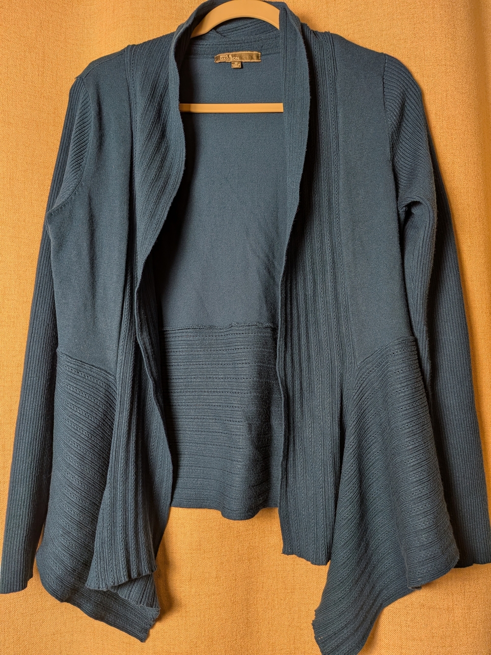 89th & Madison Teal Open Front Waterfall Cardigan Sweater Women's Medium